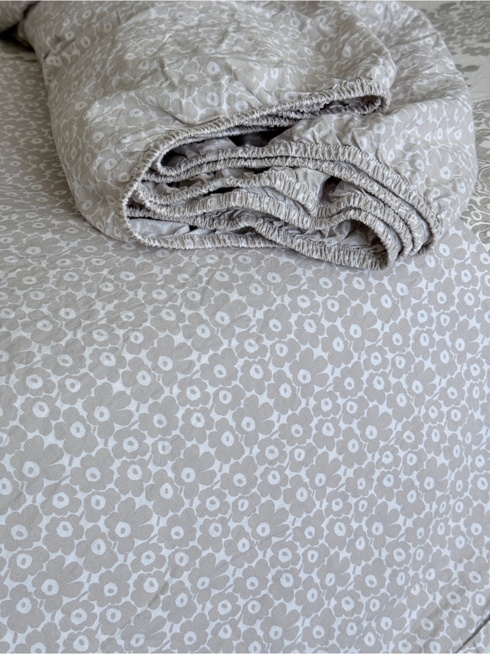 Marimekko Flower Print Neutral Taupe Twin XL Dorm Ready